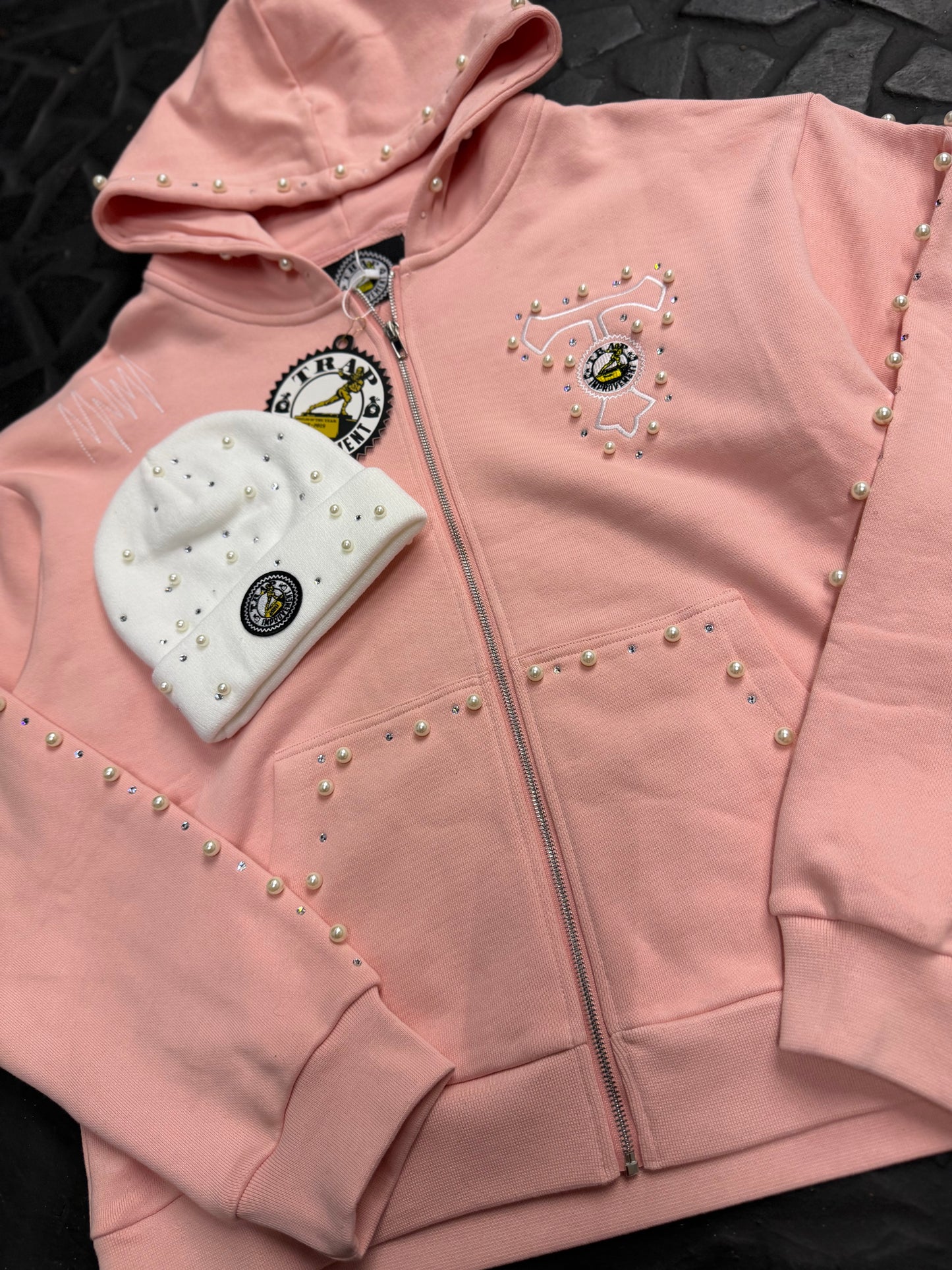 Pink Trap Improvement “Diamonds & Pearls” Zip Hoodie