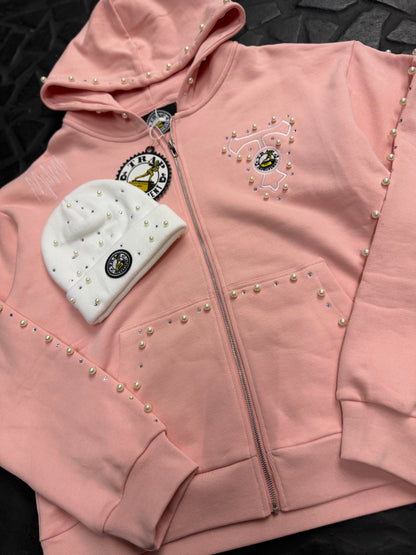 Pink Trap Improvement “Diamonds & Pearls” Zip Hoodie