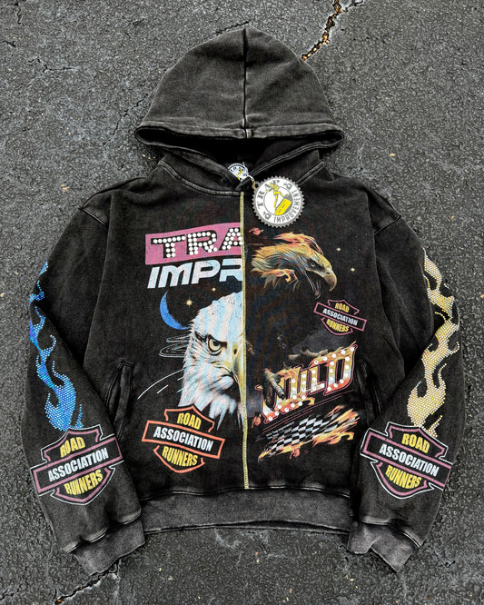 Run The Road Hoodie — Gold/Blue Flame Edition