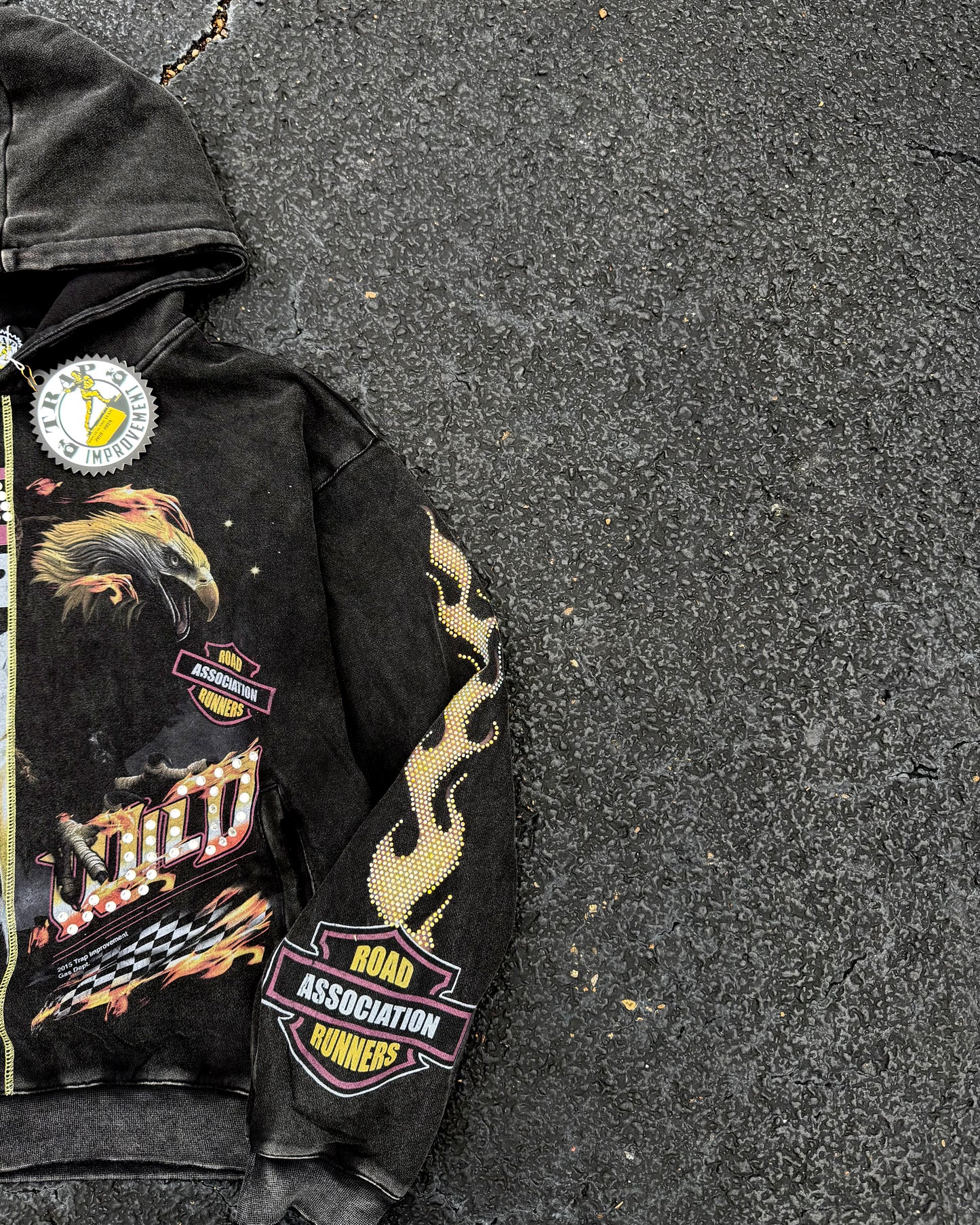 Run The Road Hoodie — Gold/Blue Flame Edition