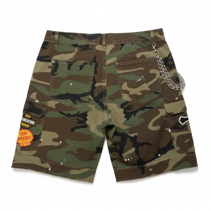TRAP IMPROVEMENT “WAR READY” CAMO CARGO SHORTS