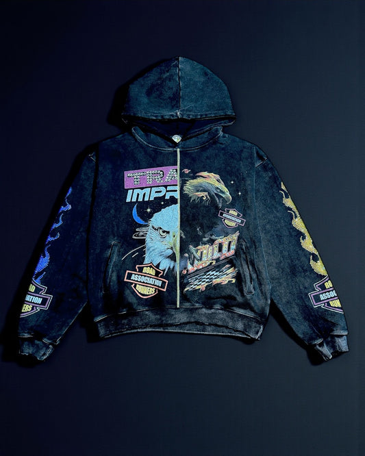 Run The Road Hoodie — Gold/Blue Flame Edition